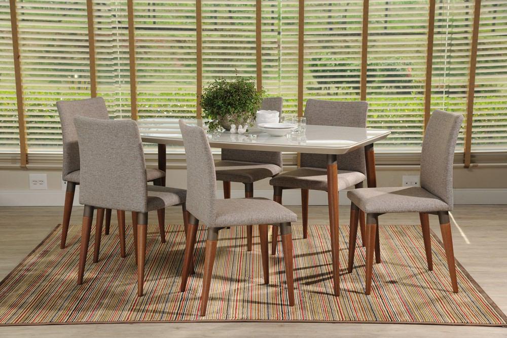 Manhattan Comfort 7-Piece Charles 62.99" Dining Set with 6 Dining Chairs