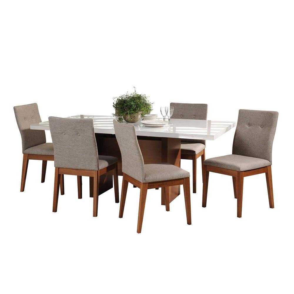 Manhattan Comfort 7-Piece Dover 72.04" and Leroy Dining Set with 6 Dining Chairs
