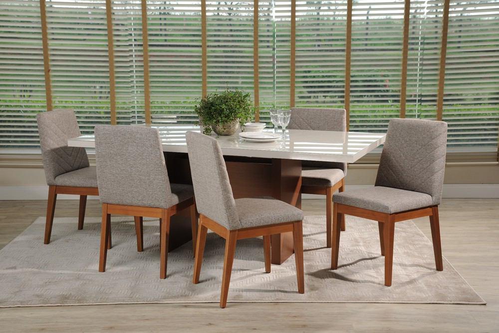Manhattan Comfort 7-Piece Dover 72.04" and Catherine Dining Set with 6 Dining Chairs