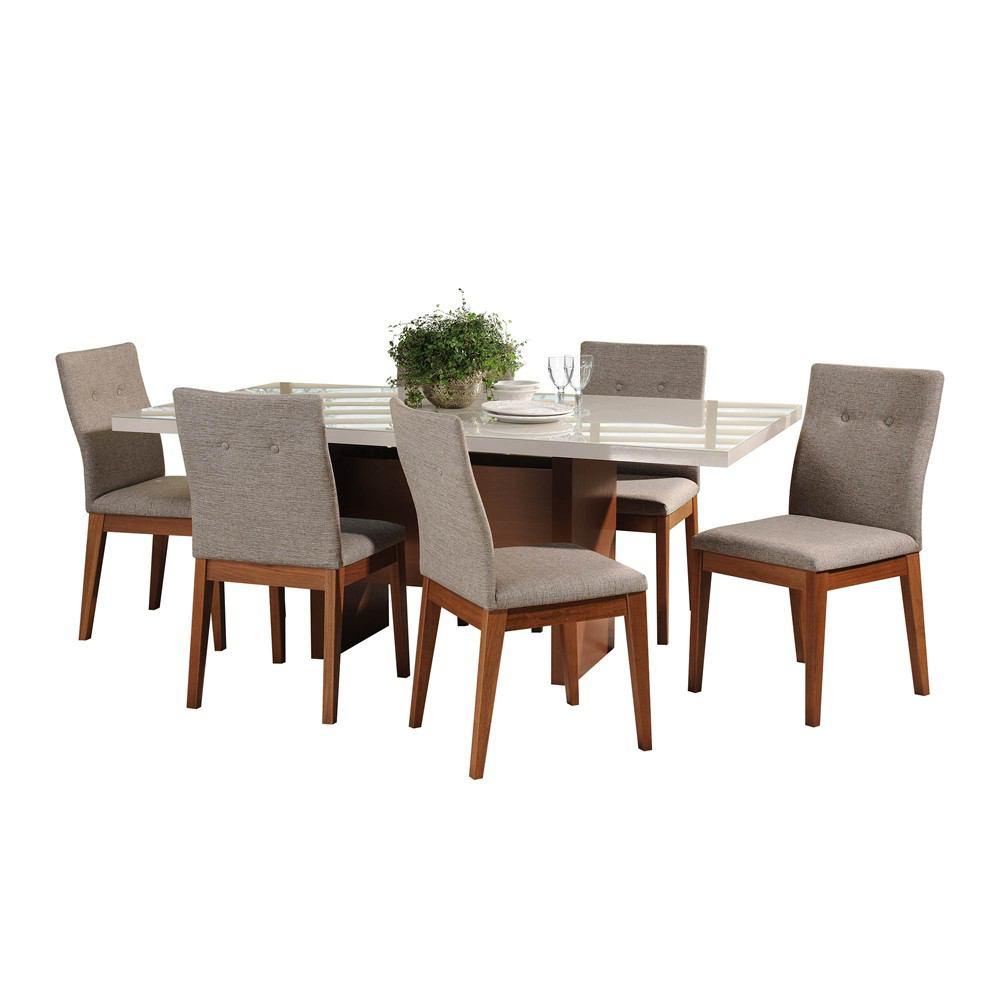 Manhattan Comfort 7-Piece Dover 72.04" and Leroy Dining Set with 6 Dining Chairs