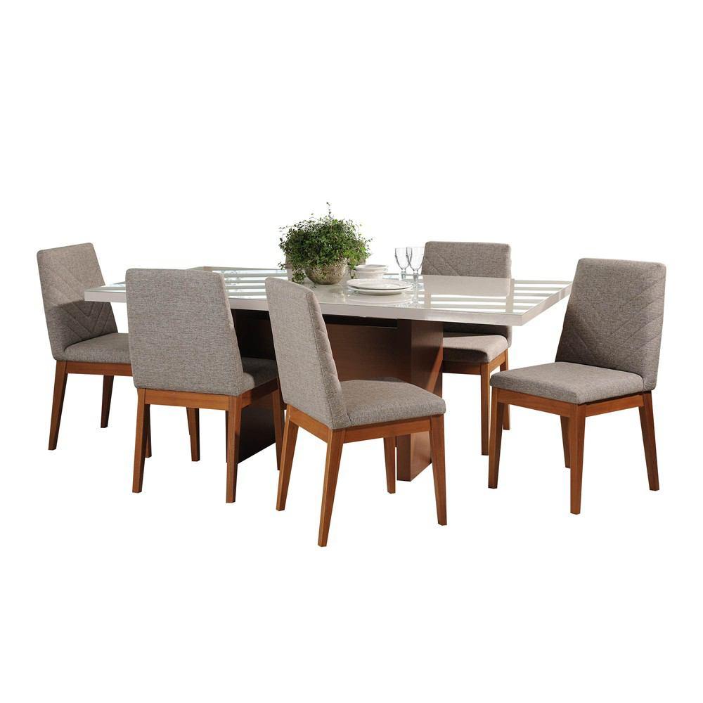 Manhattan Comfort 7-Piece Dover 72.04" and Catherine Dining Set with 6 Dining Chairs