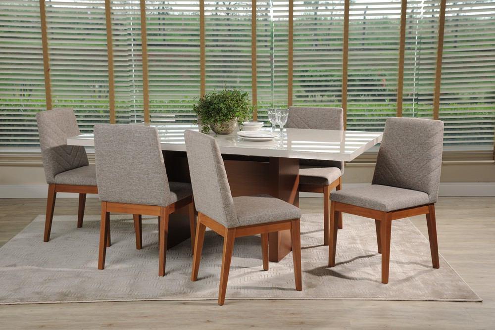 Manhattan Comfort 7-Piece Dover 72.04" and Catherine Dining Set with 6 Dining Chairs