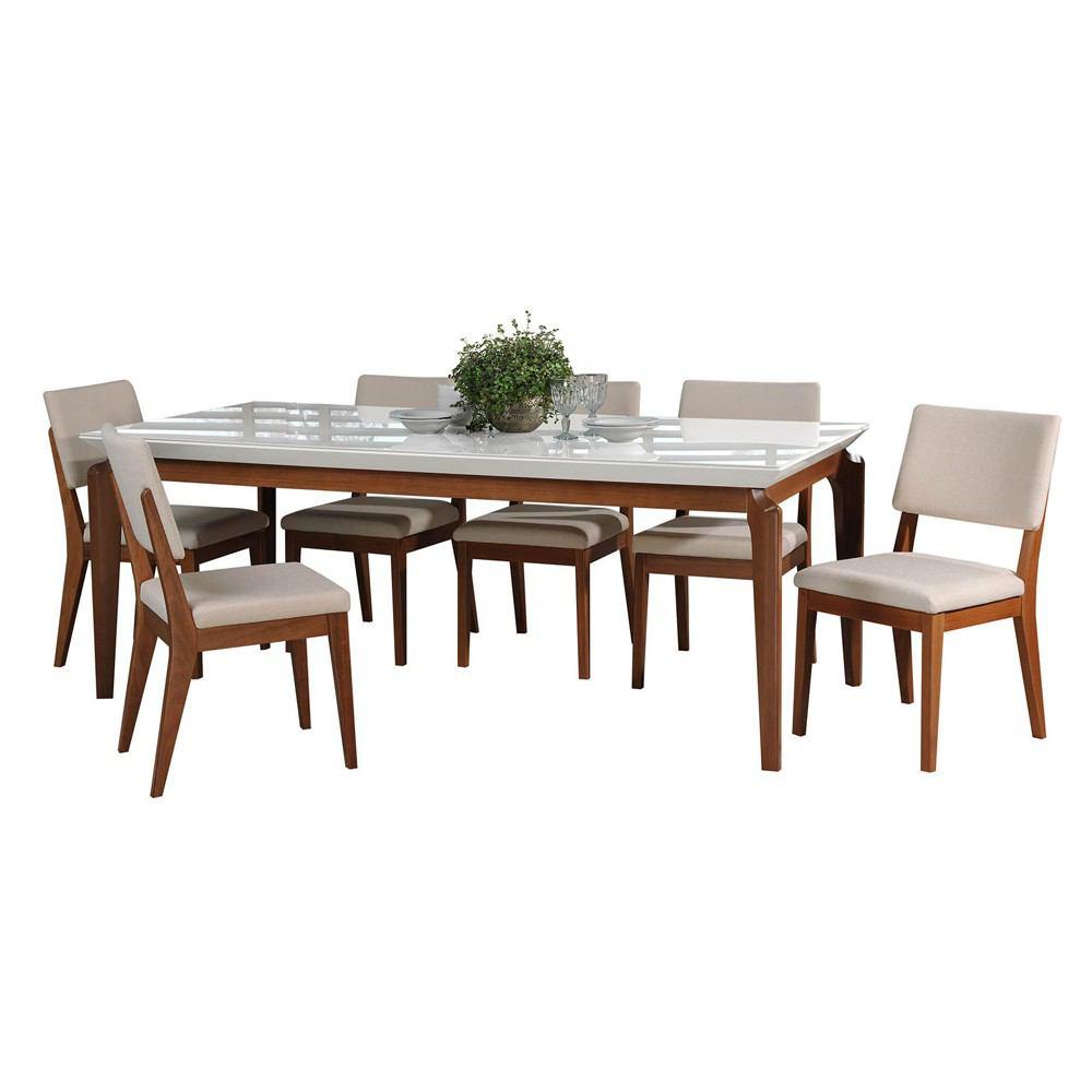 Manhattan Comfort 7-Piece Payson 82.67" and Dover Dining Set with 6 Dining Chairs