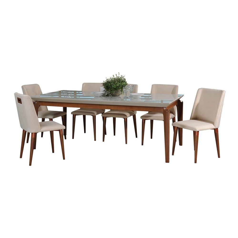 Manhattan Comfort 7-Piece Payson 82.67" and Tampa Dining Set with 6 Dining Chairs