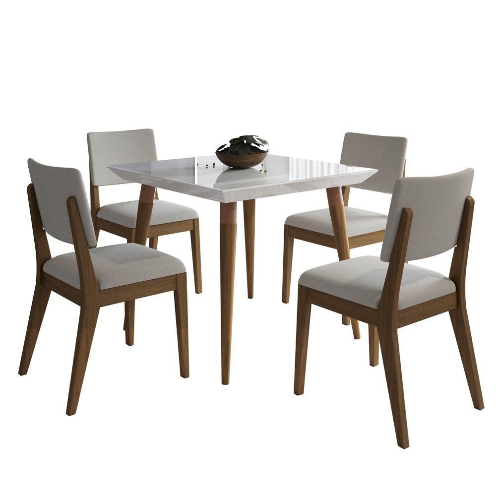 Manhattan Comfort 5-Piece Utopia 35.43" and Dover Dining Set with 4 Dining Chairs