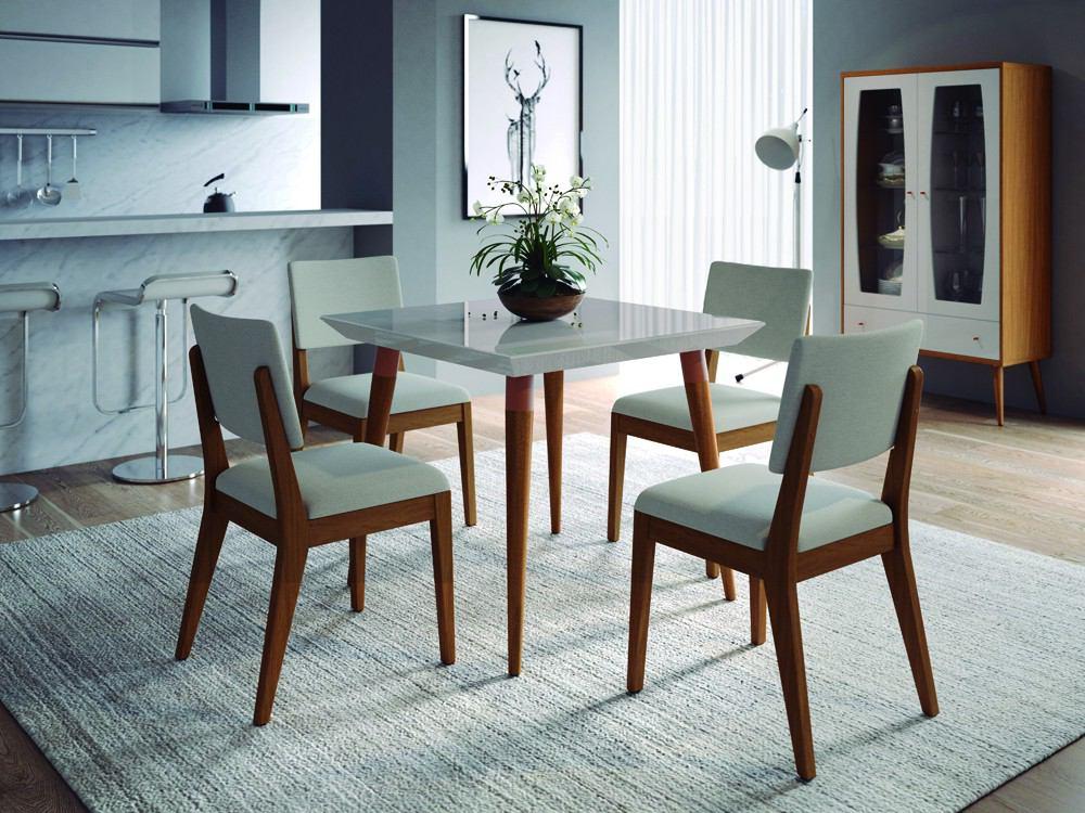 Manhattan Comfort 5-Piece Utopia 35.43" and Dover Dining Set with 4 Dining Chairs