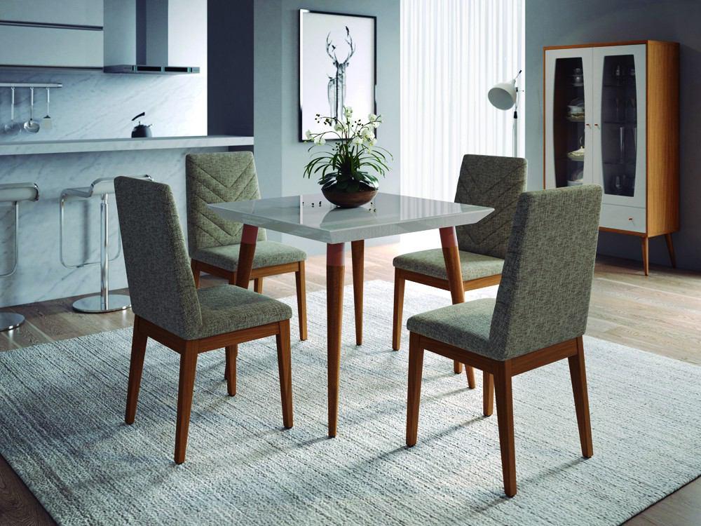 Manhattan Comfort 5-Piece Utopia 35.43" and Catherine Dining Set with 4 Dining Chairs