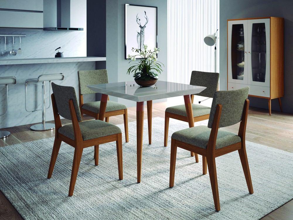 Manhattan Comfort 5-Piece Utopia 35.43" and Dover Dining Set with 4 Dining Chairs