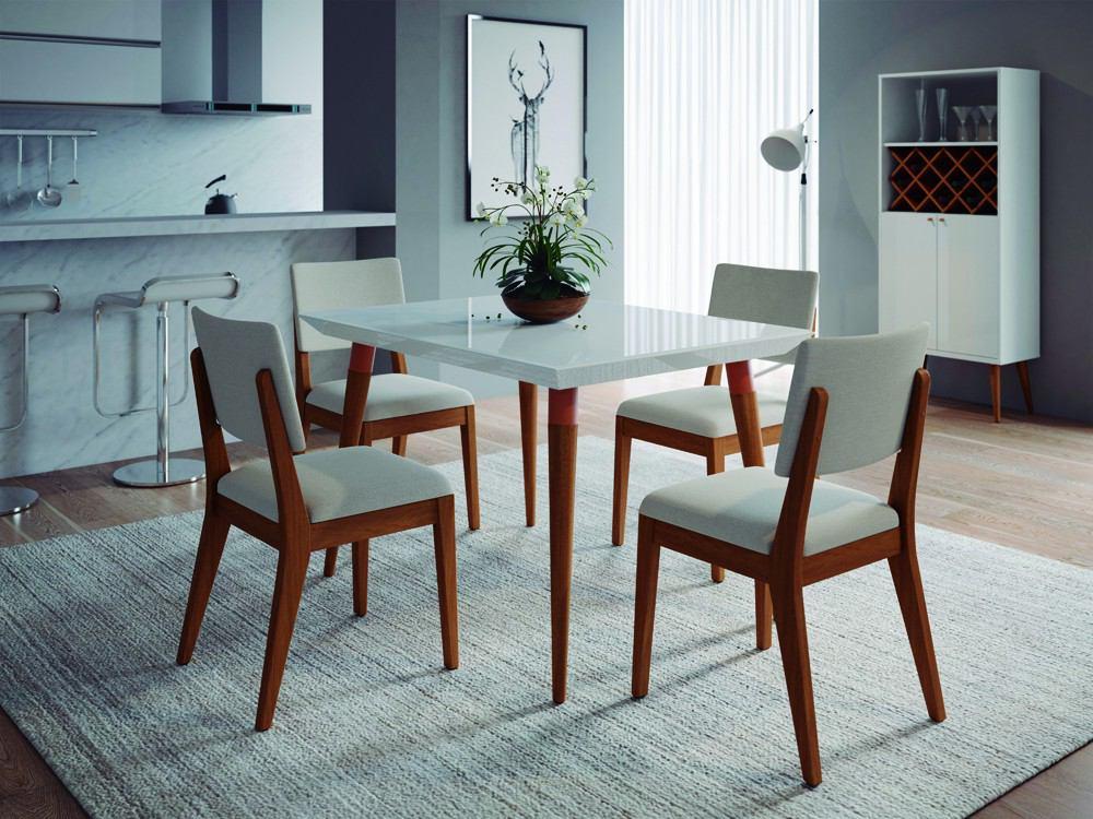 Manhattan Comfort 5-Piece Utopia 47.24" and Dover Dining Set with 4 Dining Chairs