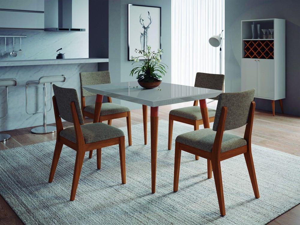 Manhattan Comfort 5-Piece Utopia 47.24" and Dover Dining Set with 4 Dining Chairs