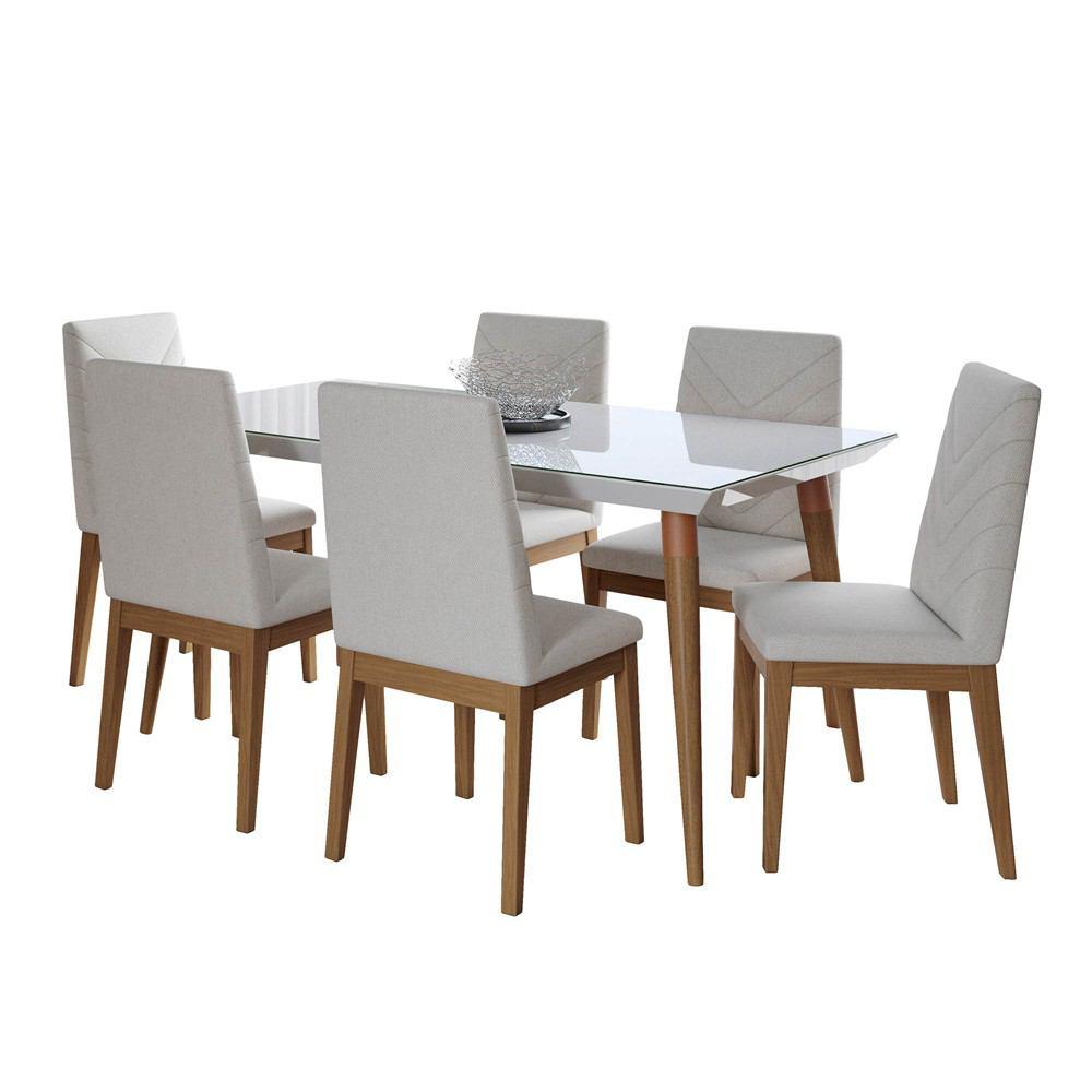 Manhattan Comfort 7-Piece Utopia 62.99" and Catherine Dining Set with 6 Dining Chairs