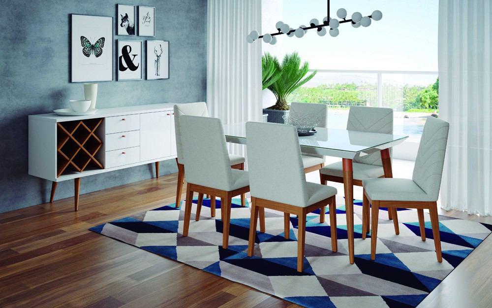 Manhattan Comfort 7-Piece Utopia 62.99" and Catherine Dining Set with 6 Dining Chairs