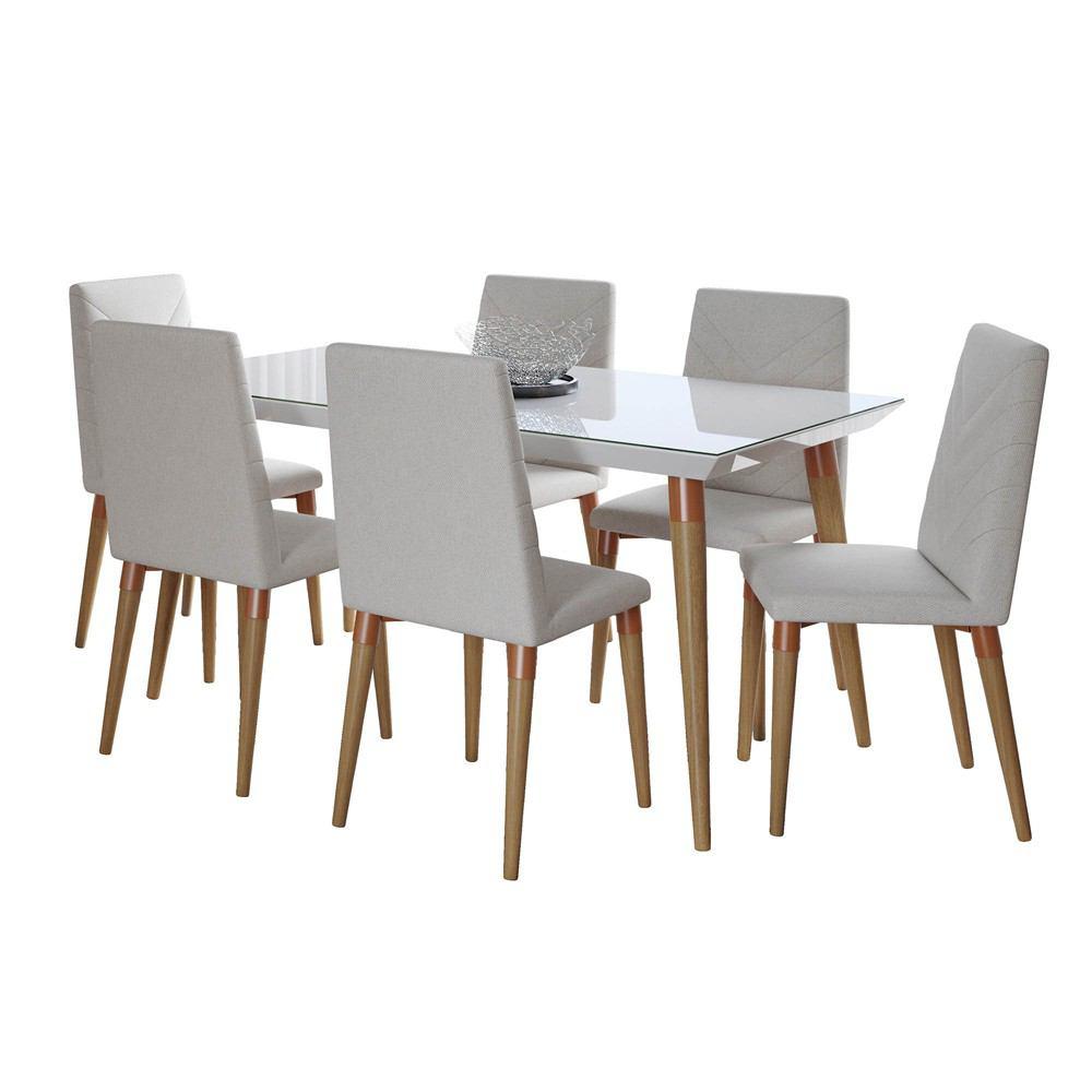 Manhattan Comfort 7-Piece Utopia 62.99" Dining Set with 6 Dining Chairs