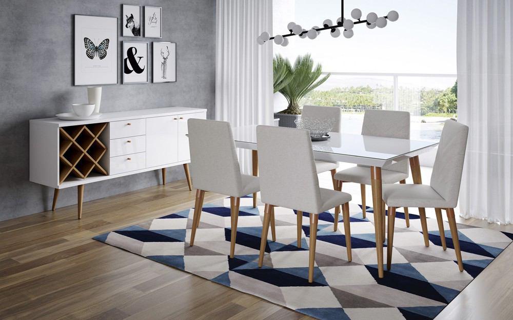 Manhattan Comfort 7-Piece Utopia 62.99" Dining Set with 6 Dining Chairs