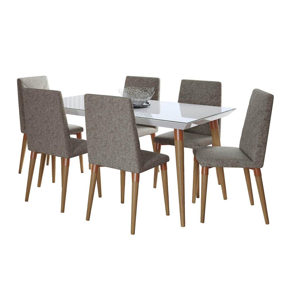 Manhattan Comfort 7-Piece Utopia 62.99" Dining Set with 6 Dining Chairs