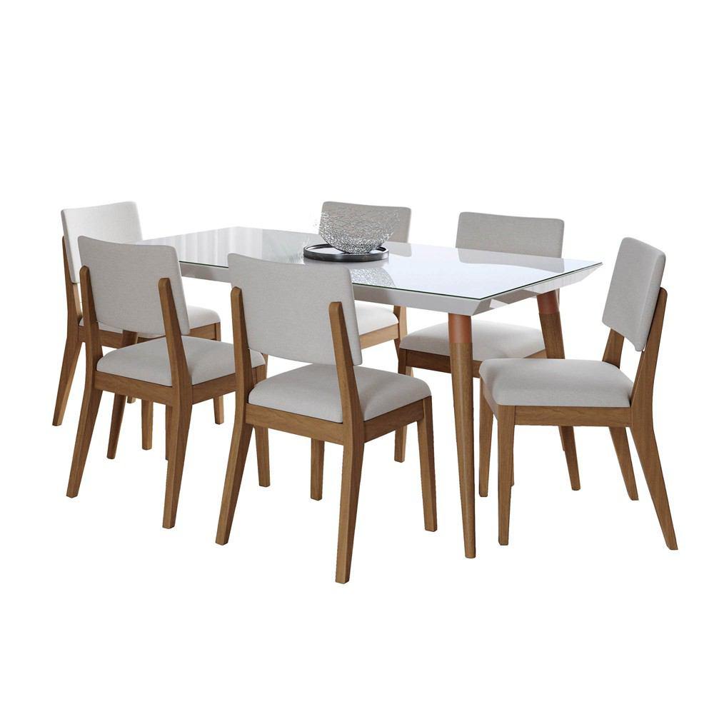 Manhattan Comfort 7-Piece Utopia 62.99" and Dover Dining Set with 6 Dining Chairs