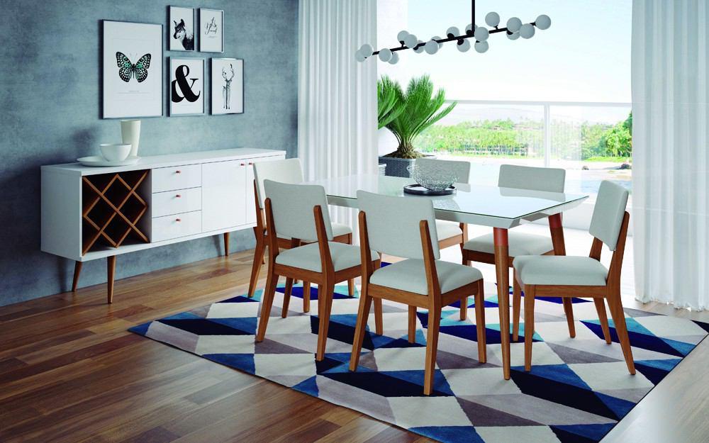 Manhattan Comfort 7-Piece Utopia 62.99" and Dover Dining Set with 6 Dining Chairs