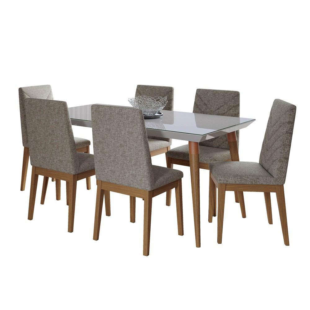 Manhattan Comfort 7-Piece Utopia 62.99" and Catherine Dining Set with 6 Dining Chairs