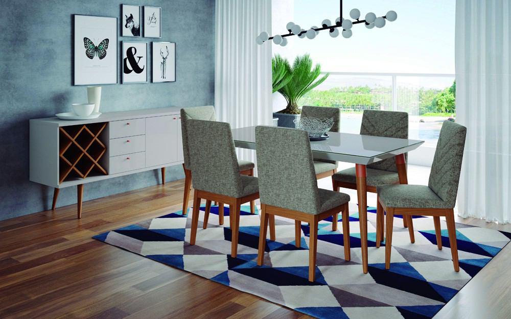 Manhattan Comfort 7-Piece Utopia 62.99" and Catherine Dining Set with 6 Dining Chairs