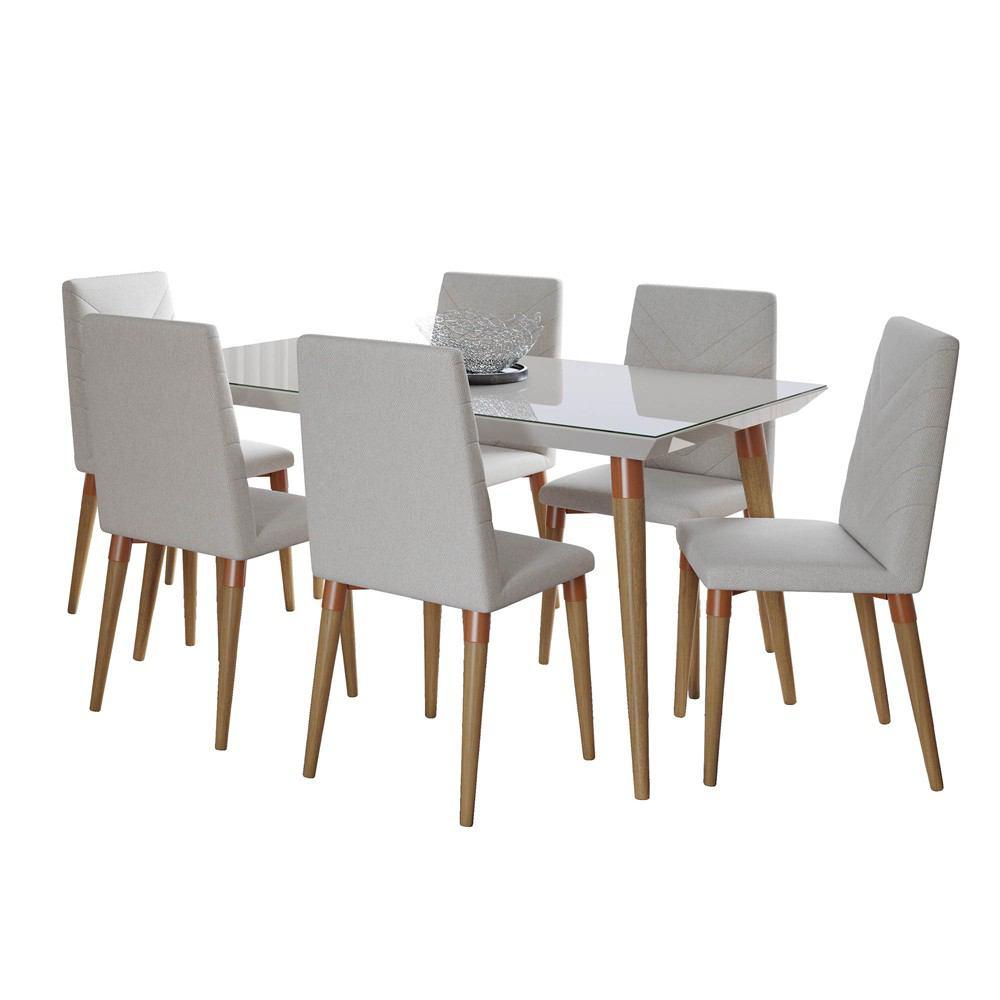 Manhattan Comfort 7-Piece Utopia 62.99" Dining Set with 6 Dining Chairs
