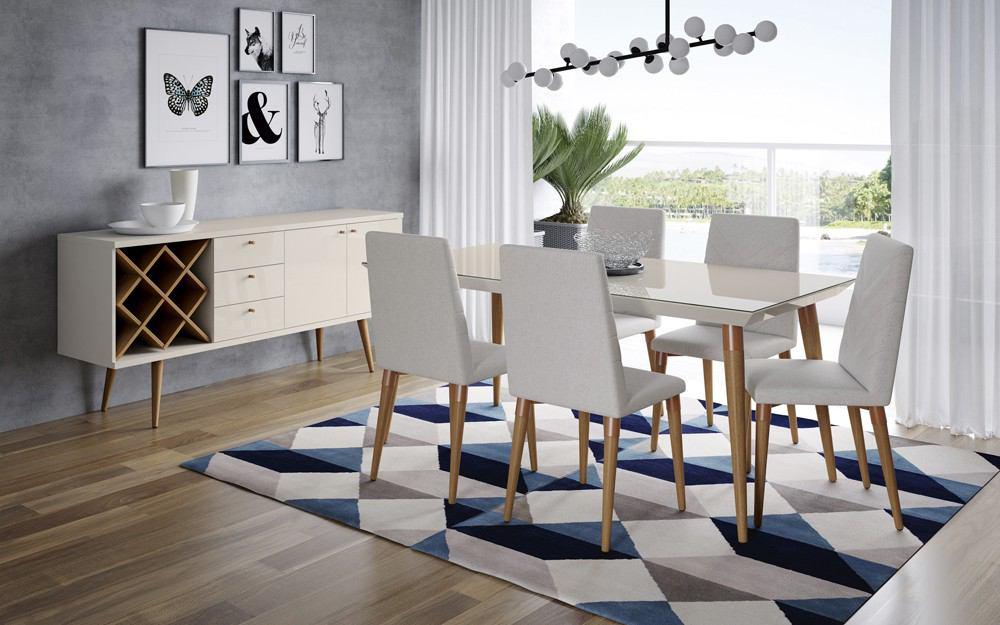 Manhattan Comfort 7-Piece Utopia 62.99" Dining Set with 6 Dining Chairs