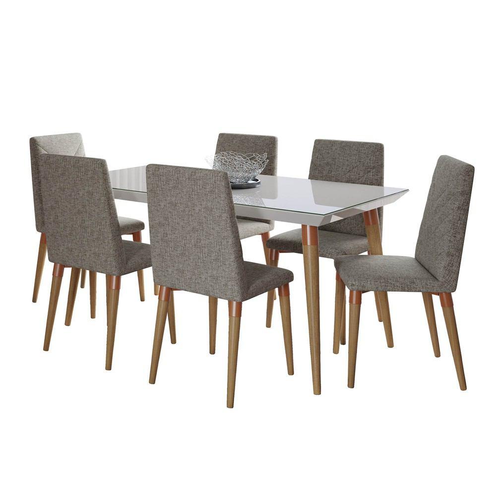 Manhattan Comfort 7-Piece Utopia 62.99" Dining Set with 6 Dining Chairs