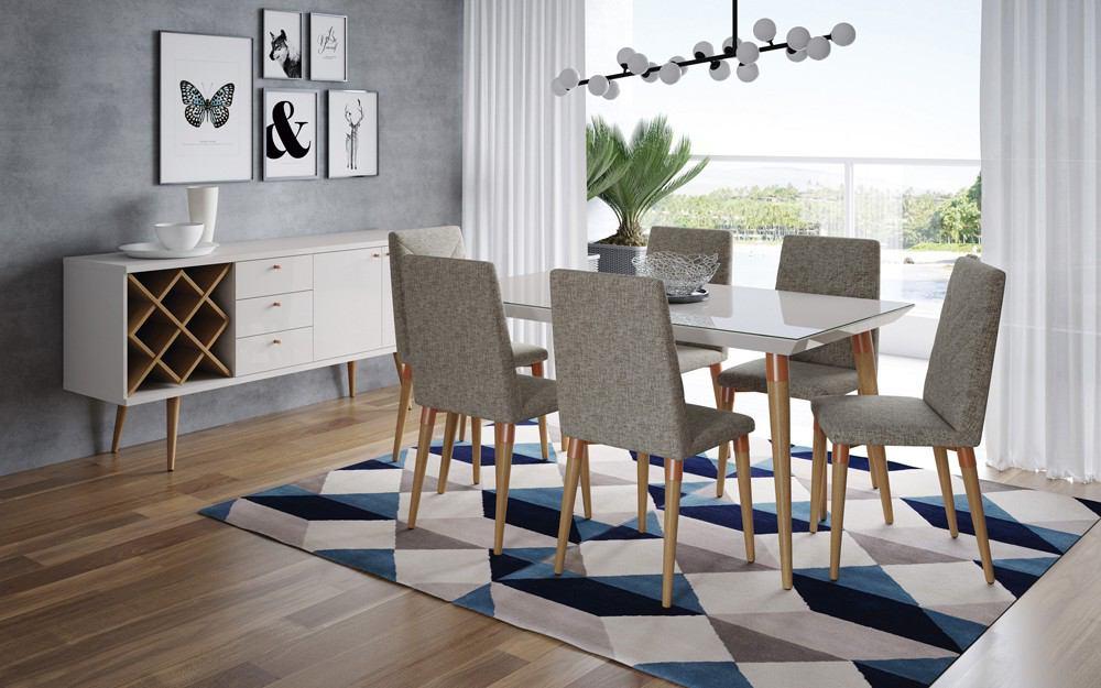 Manhattan Comfort 7-Piece Utopia 62.99" Dining Set with 6 Dining Chairs