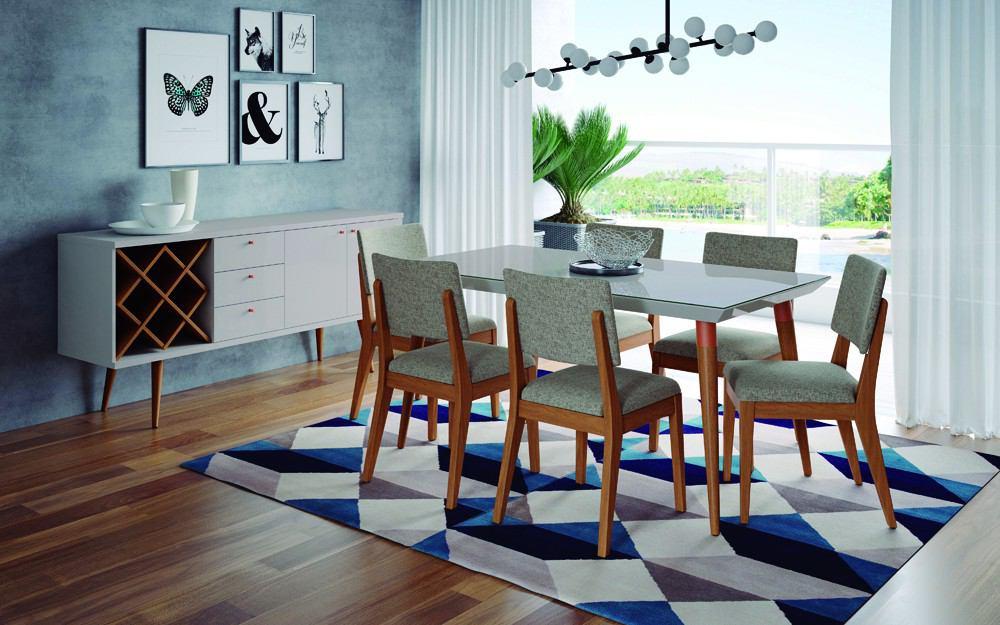 Manhattan Comfort 7-Piece Utopia 62.99" and Dover Dining Set with 6 Dining Chairs