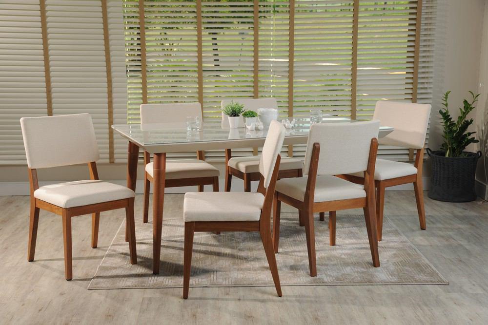 Manhattan Comfort 7-Piece Utopia 70.86" and Dover Dining Set with 6 Dining Chairs