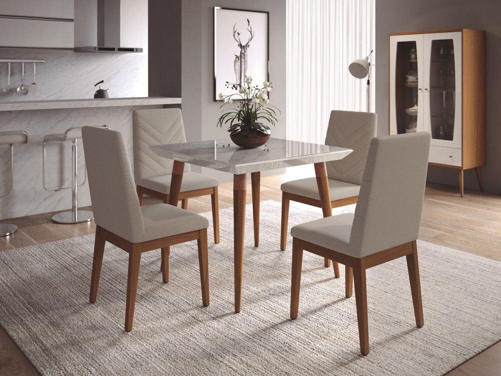 Manhattan Comfort 5-Piece Utopia 35.43" and Catherine Dining Set with 4 Dining Chairs
