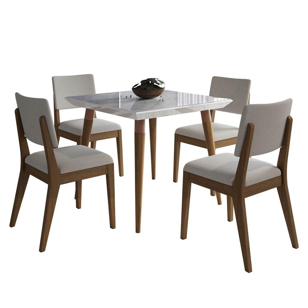 Manhattan Comfort 5-Piece Utopia 35.43" and Dover Dining Set with 4 Dining Chairs