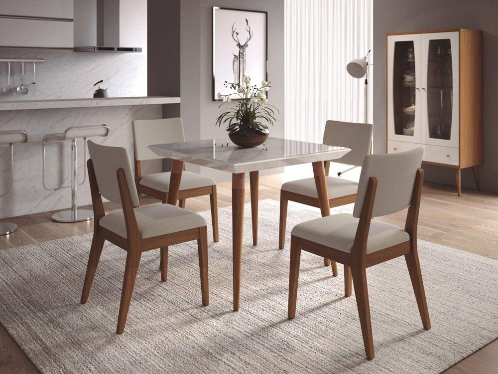 Manhattan Comfort 5-Piece Utopia 35.43" and Dover Dining Set with 4 Dining Chairs