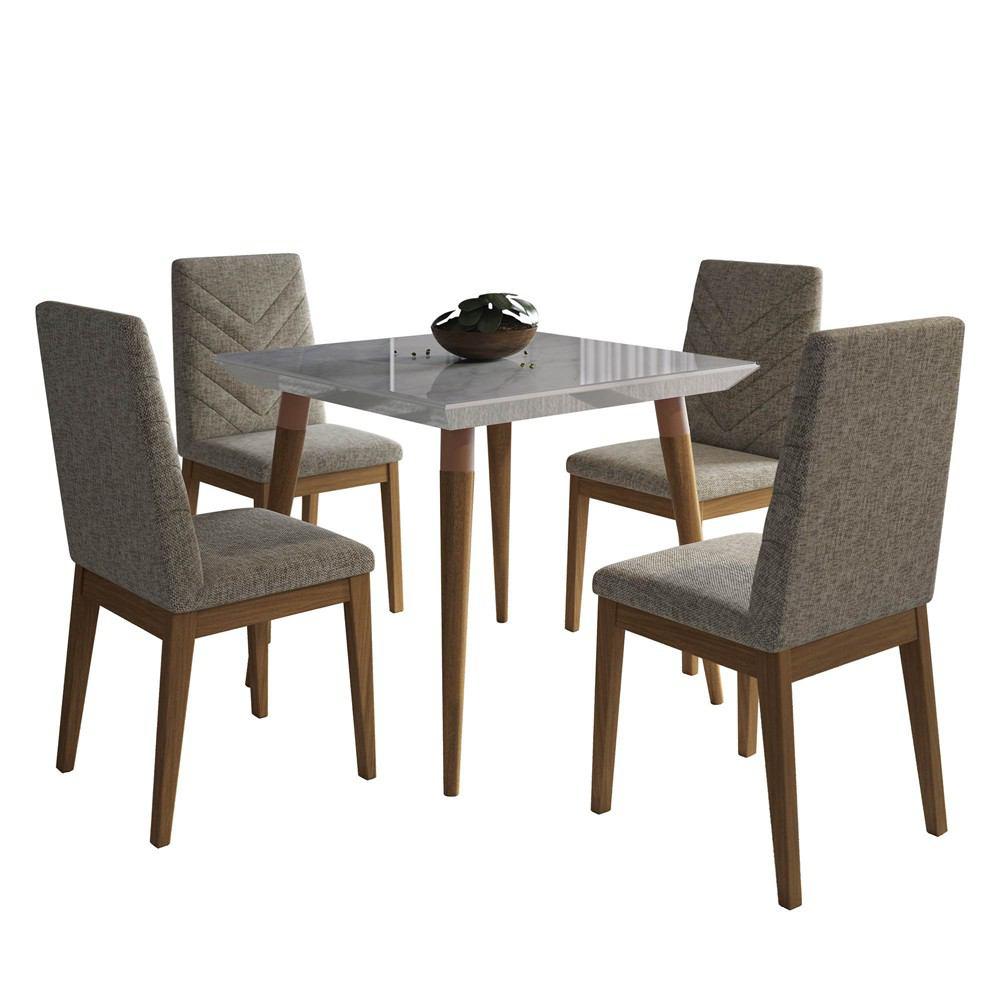Manhattan Comfort 5-Piece Utopia 35.43" and Catherine Dining Set with 4 Dining Chairs