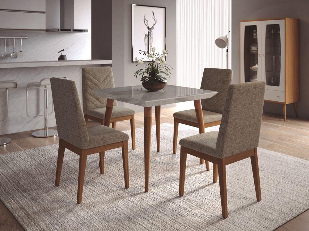 Manhattan Comfort 5-Piece Utopia 35.43" and Catherine Dining Set with 4 Dining Chairs