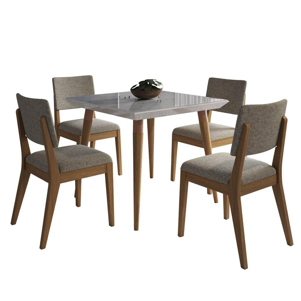 Manhattan Comfort 5-Piece Utopia 35.43" and Dover Dining Set with 4 Dining Chairs