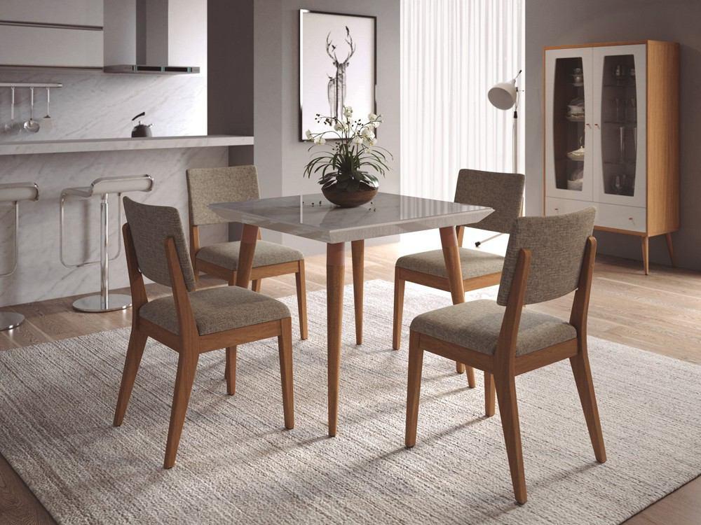 Manhattan Comfort 5-Piece Utopia 35.43" and Dover Dining Set with 4 Dining Chairs