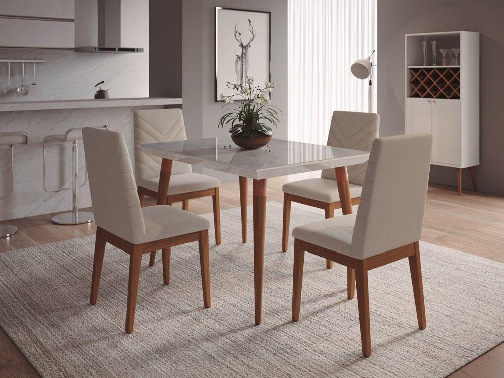 Manhattan Comfort 5-Piece Utopia 47.24" and Catherine Dining Set with 4 Dining Chairs