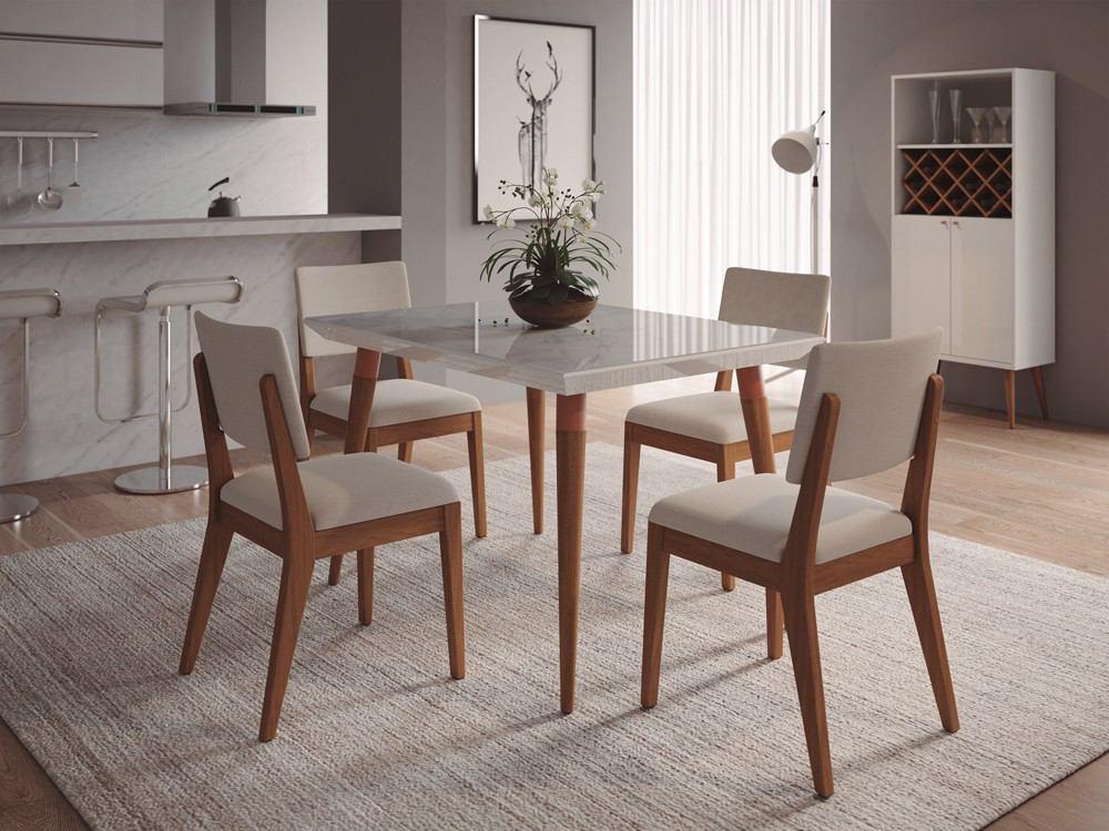 Manhattan Comfort 5-Piece Utopia 47.24" and Dover Dining Set with 4 Dining Chairs