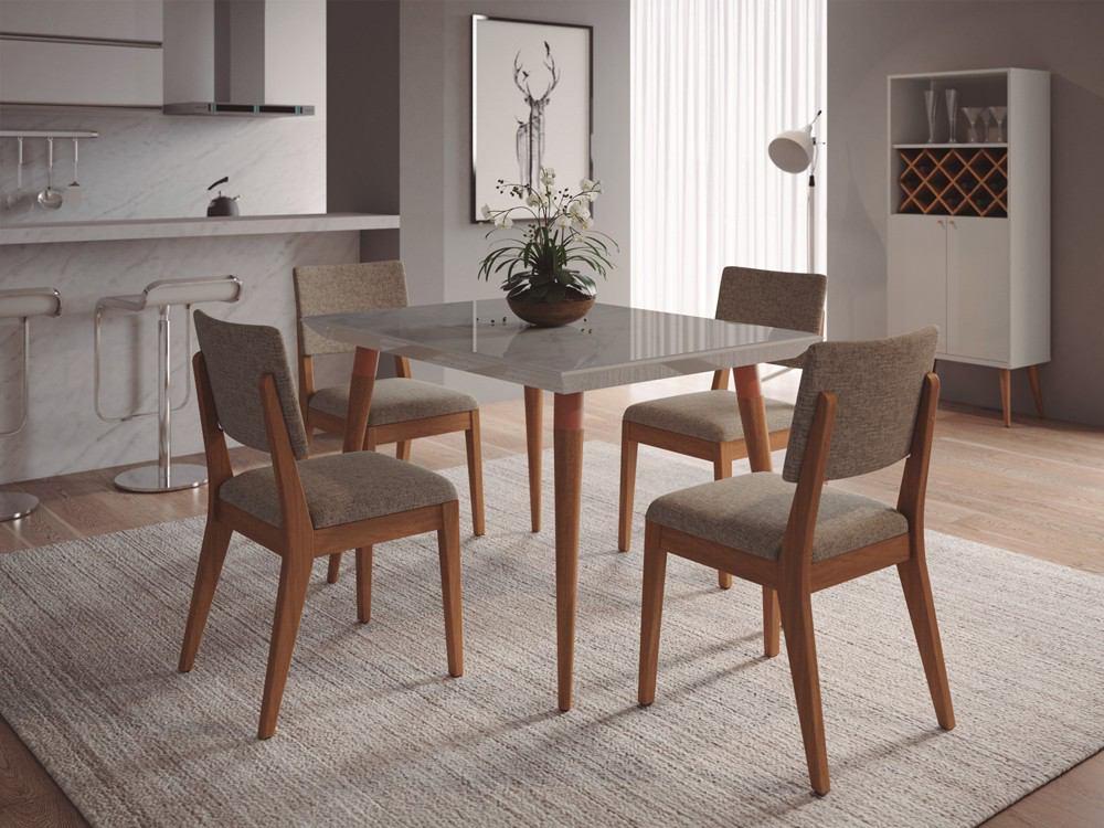 Manhattan Comfort 5-Piece Utopia 47.24" and Dover Dining Set with 4 Dining Chairs