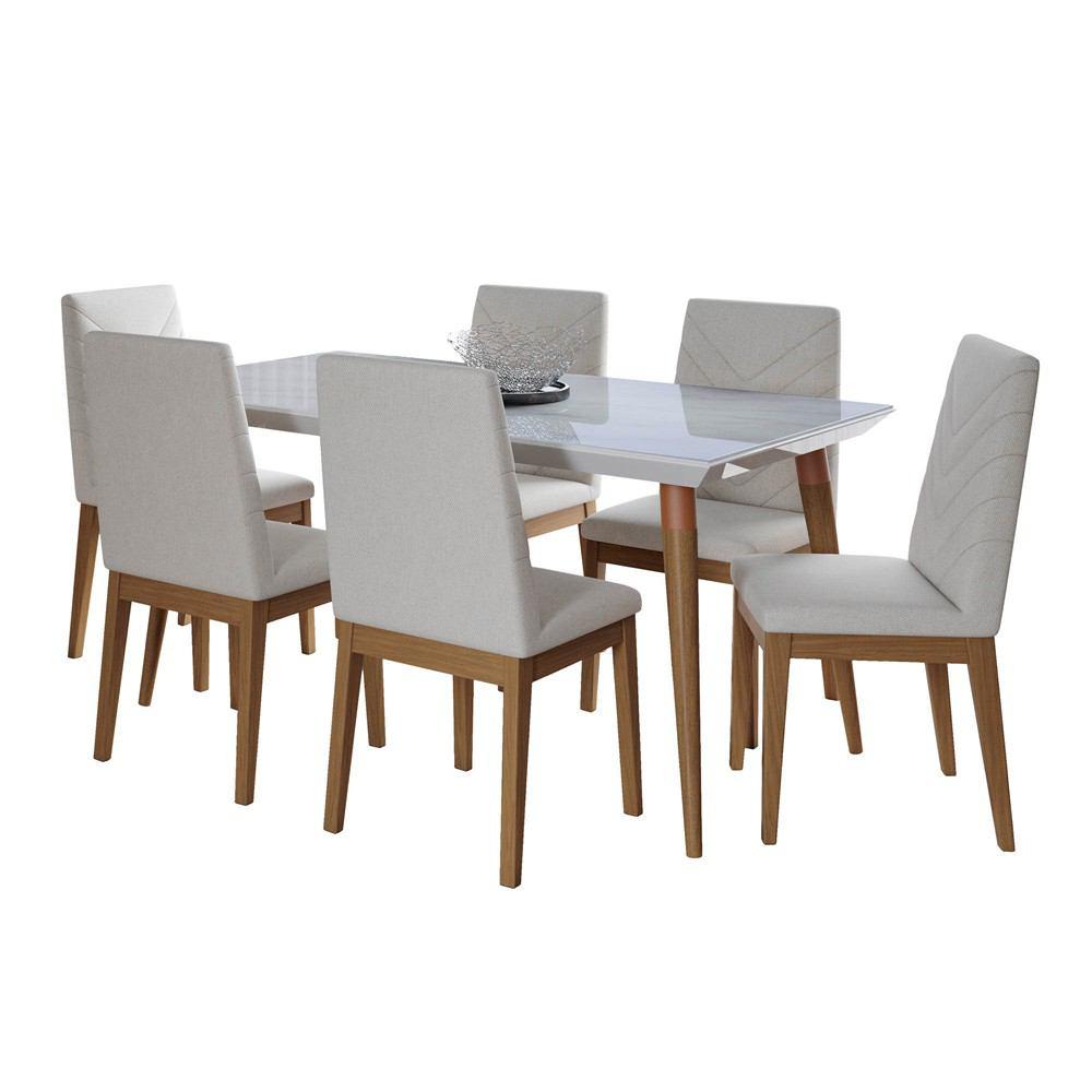 Manhattan Comfort 7-Piece Utopia 62.99" and Catherine Dining Set with 6 Dining Chairs