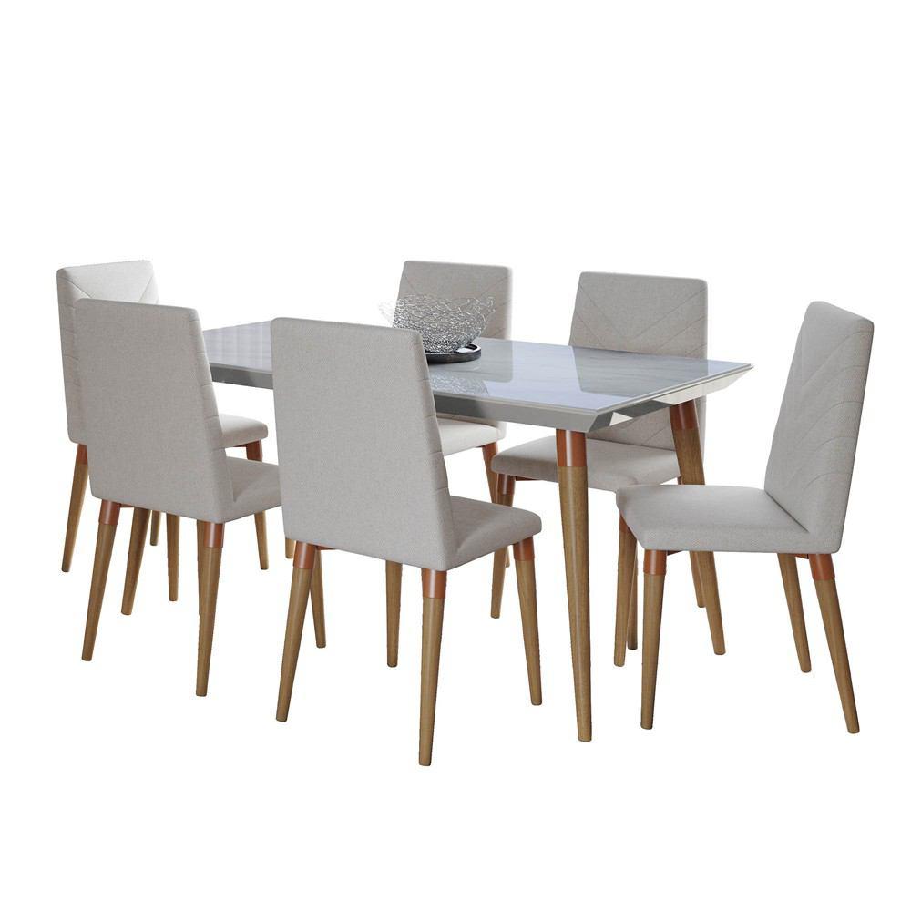Manhattan Comfort 7-Piece Utopia 62.99" Dining Set with 6 Dining Chairs