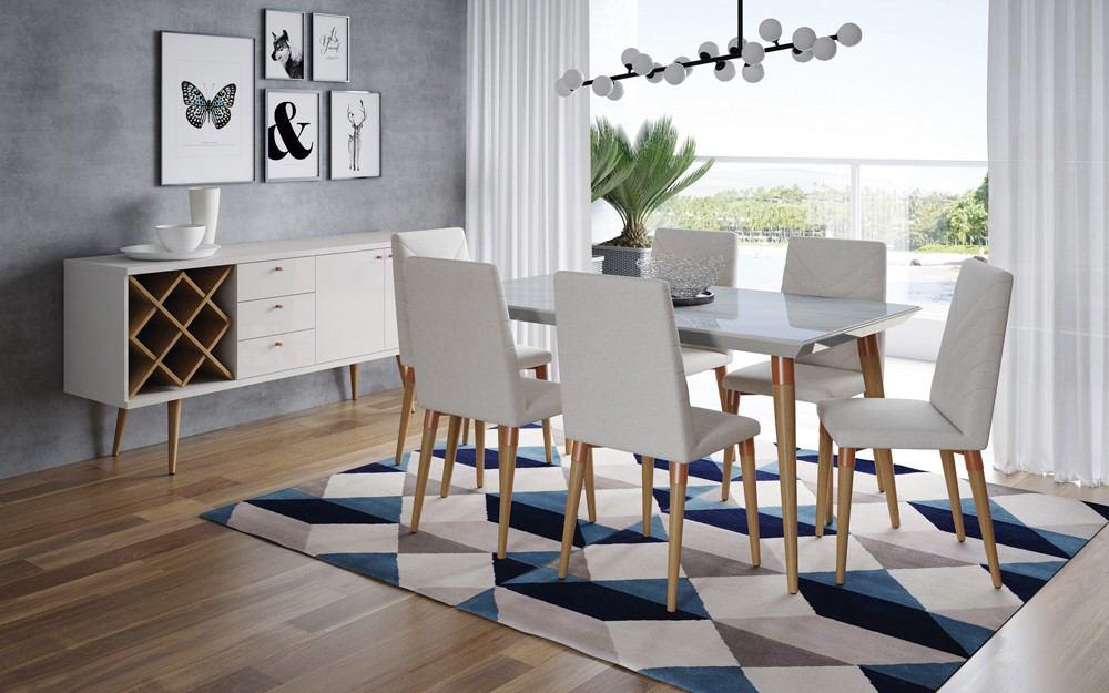 Manhattan Comfort 7-Piece Utopia 62.99" Dining Set with 6 Dining Chairs
