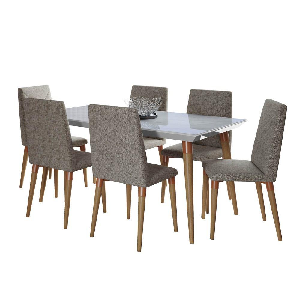 Manhattan Comfort 7-Piece Utopia 62.99" Dining Set with 6 Dining Chairs