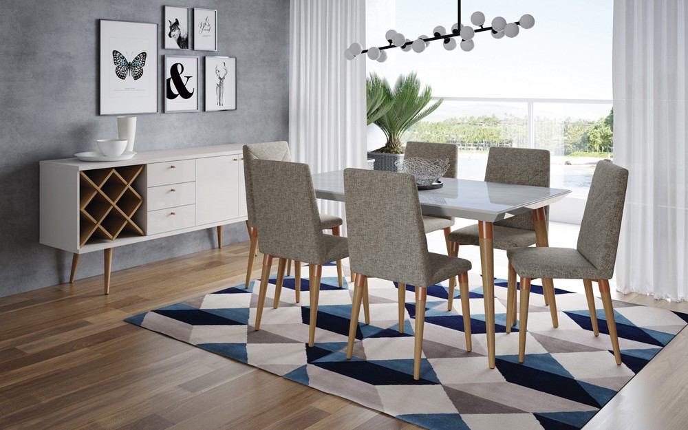 Manhattan Comfort 7-Piece Utopia 62.99" Dining Set with 6 Dining Chairs