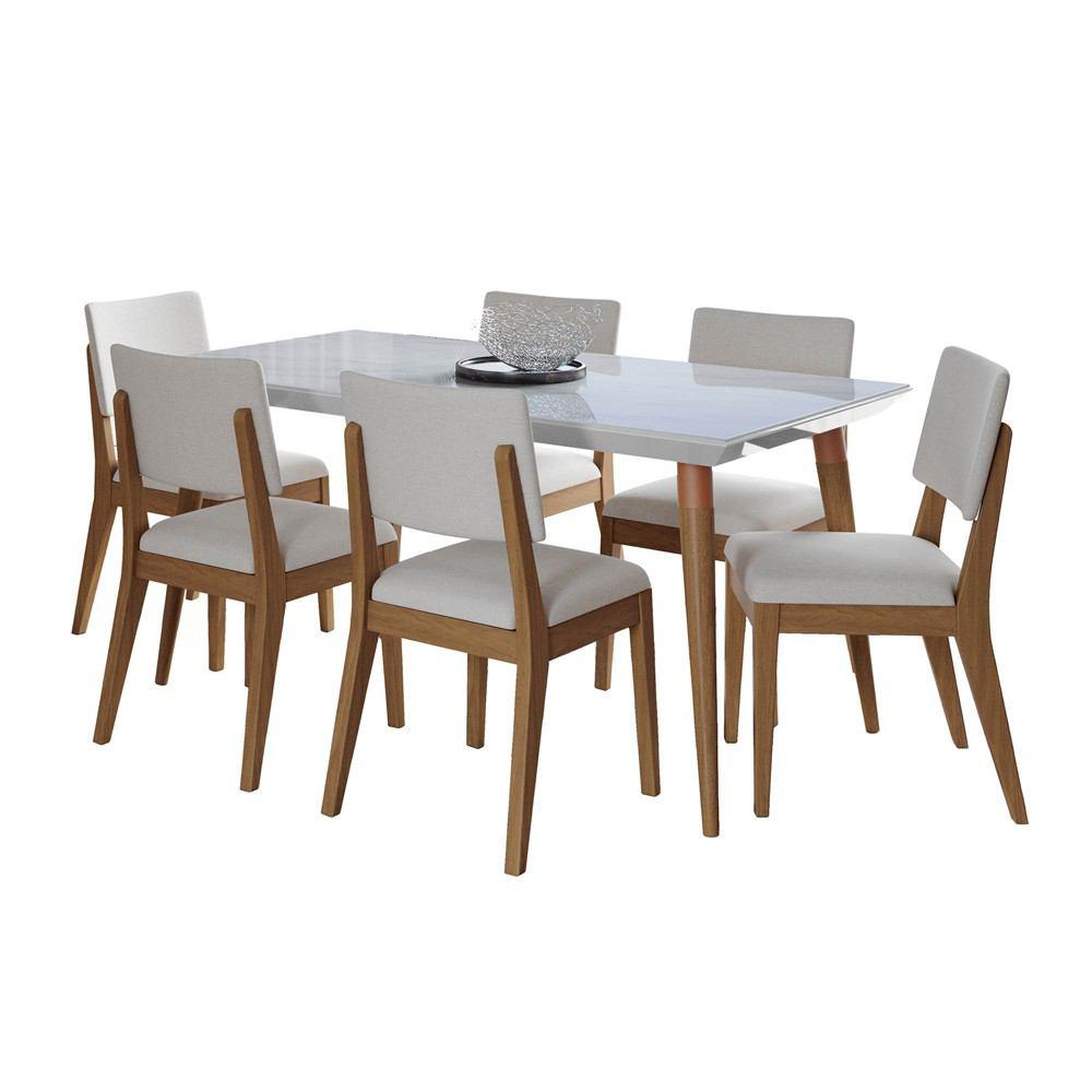 Manhattan Comfort 7-Piece Utopia 62.99" and Dover Dining Set with 6 Dining Chairs