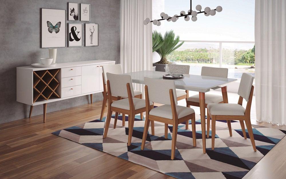 Manhattan Comfort 7-Piece Utopia 62.99" and Dover Dining Set with 6 Dining Chairs