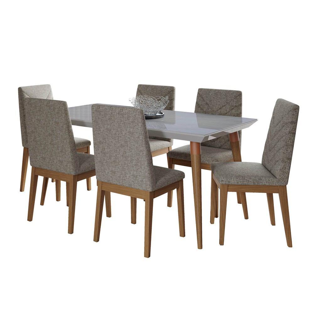 Manhattan Comfort 7-Piece Utopia 62.99" and Catherine Dining Set with 6 Dining Chairs