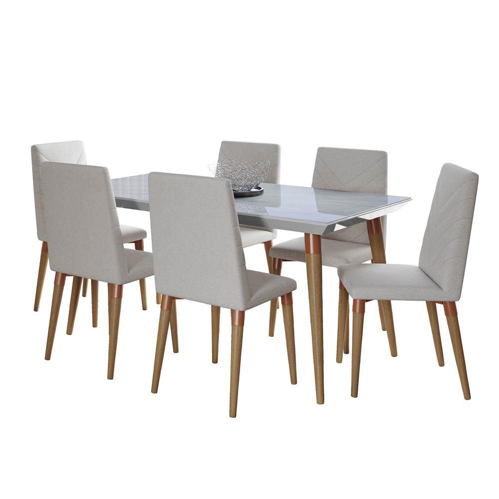 Manhattan Comfort 7-Piece Utopia 62.99" Dining Set with 6 Dining Chairs