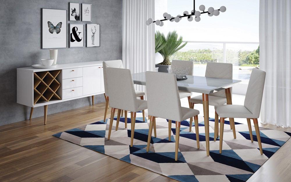 Manhattan Comfort 7-Piece Utopia 62.99" Dining Set with 6 Dining Chairs