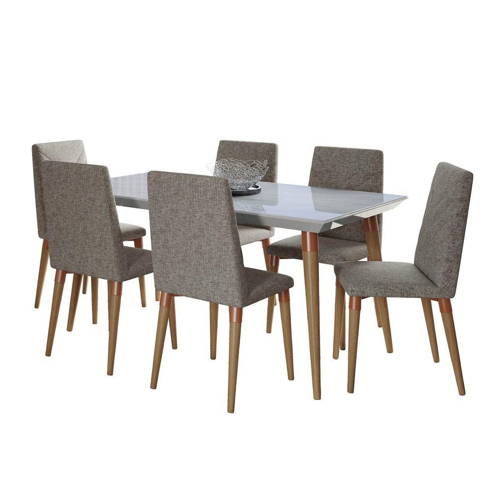 Manhattan Comfort 7-Piece Utopia 62.99" Dining Set with 6 Dining Chairs